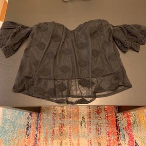 Sweetheart off the shoulder cropped black top